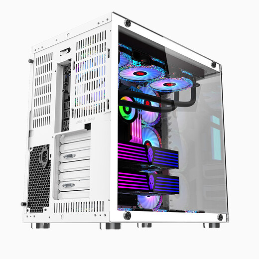 玩嘉 罗宾3宽体双侧透玻璃机箱双360水冷电脑主机箱海景房机箱台式机30系列长显卡竖装机箱包豪斯纯白 罗宾3（黑色）+4棱镜4pro风扇【ARGB】