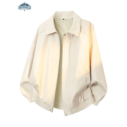 Dingfengbaoluo American leather jacket men's autumn retro motorcycle loose solid color casual jacket XQD99 black XL