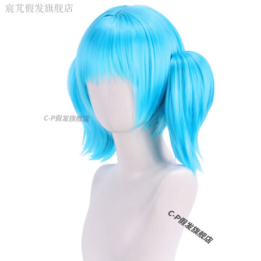 Chenpeng Sally Face Sallyface Cosplay Perücken Sally Face Blue Double Ponytail Coswield Wig PL-1047