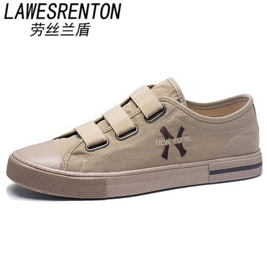 
LAWESRENTON brand canvas shoes men's 2025 summer new breathable trendy shoes casual board shoes one-foot lazy shoes men's shoes khaki 40