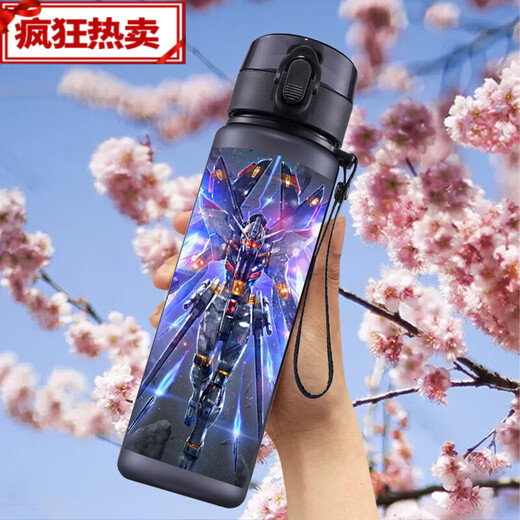 OUOETY Mobile Suit Gundam water cup for boys, elementary school students, children's water bottle, summer plastic boy's direct drinking cup 560ml 560ml plastic cup KK3271 Gundam