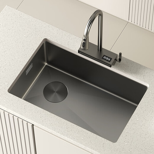 Jomoo sink under counter digital display Raindance kitchen sink basin handmade sink 304 stainless steel thickened large single tank 60*40 under counter digital display Raindance-luxury package