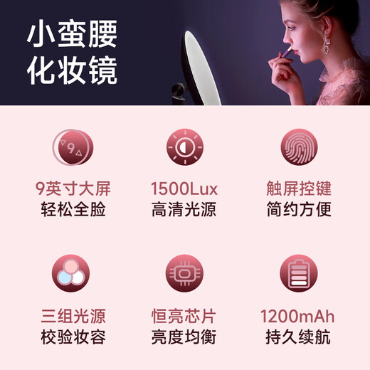 Dong Nailun makeup mirror with light LED daylight dressing makeup mirror fill-in light desktop dormitory smart portable beauty mirror birthday gift for girls and friends Women's Day gift for wife milky white birthday gift box