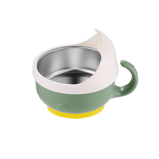Jia Nier Baby ergänzende Lebensmittelschale 316 Edelstahl Baby essen Wasserdämmung Schüssel Kindergeschirr Löffel Anti-Fall-Saugbecher-Schüssel [gewalttätiger Orange] mit Saugbecher + Stroh + Gabellöffel