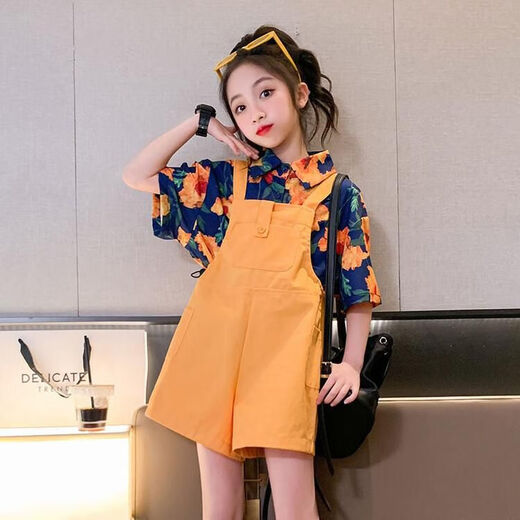 RAFT CORE 80 90S Hong Kong Relling Relling Relling Traje de niñas 2024 Summer Nuevo traje de naranja de color naranja de estilo retro para niños de verano