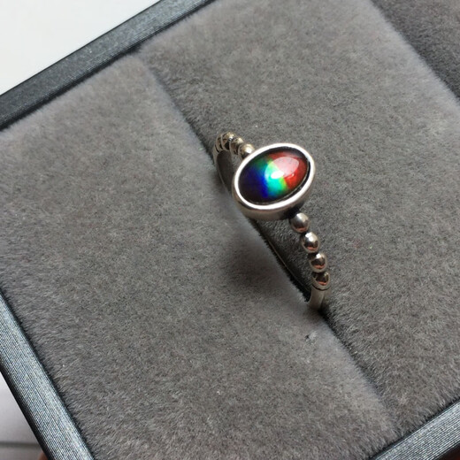 Qingmeng Canada's new other/other natural crystal/semi-precious gold ring ammolite stone ring