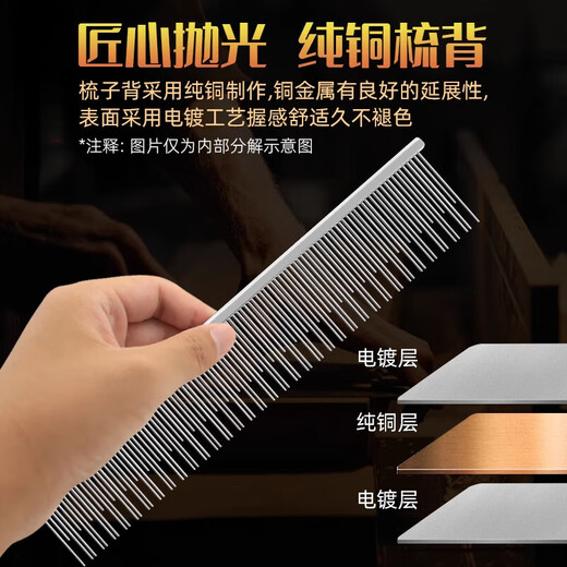 Pet comb to remove floating hair and open knots, British short and long hair cat and dog comb, long and short needle double tooth row comb, silver double tooth cat comb length 19cm (medium and long hair cats)