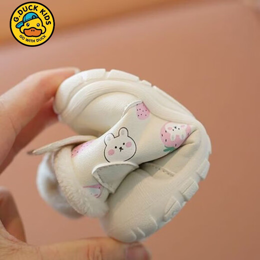 G.duck girls' short boots, winter plus velvet baby warm cotton shoes, one-year-old baby princess soft-soled children's shoes in the snow, pink size 15, inner length 11cm