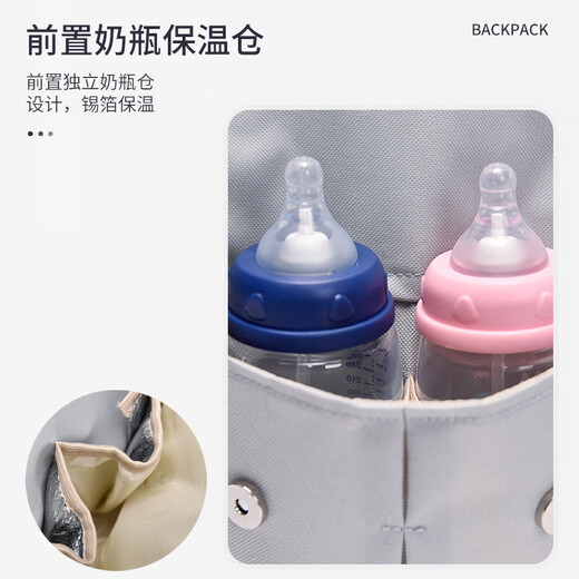纷素妈咪包双肩包大容量手提包母婴包妈妈包包女包书包背包女双肩包女 蓝色小猫妈咪包