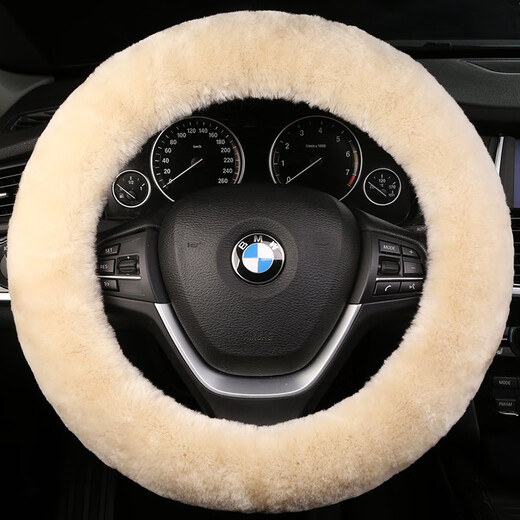 BIMLL B cashmere car steering wheel cover high-end plush warm men's and women's car handlebar cover for Mercedes-Benz and BMW anti-slip and sweat-absorbent