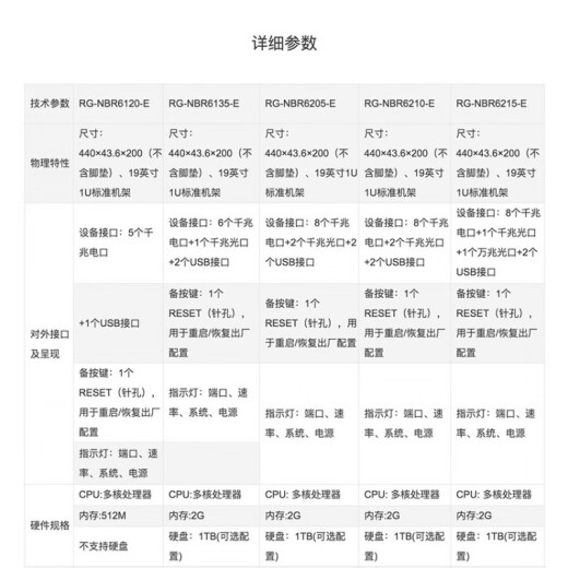 锐捷睿易RG-NBR6120-E 6135 6125 6205 6215 6210-E V2网关路由 RG-NBR6210-E V2(带机1000) 全
