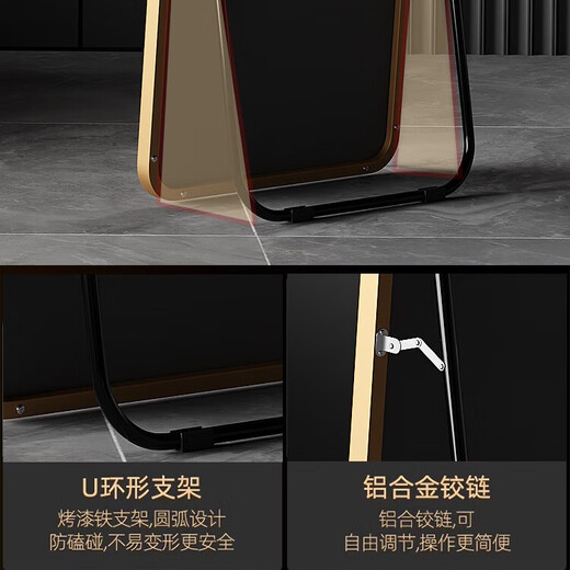 卡罗精灵穿衣镜全身镜家用卧室试衣镜网红壁挂落地两用镜子 黑色147*37