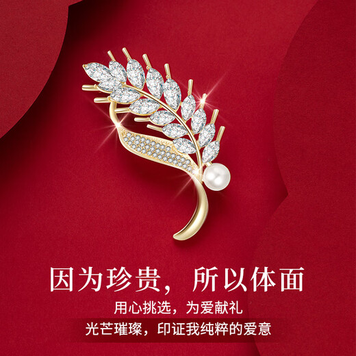 Huaying (HUAYING) light luxury week brooch women's corsage high-end set jewelry anniversary birthday gift for girlfriend and wife light luxury and elegant * gilt brooch * high-end rose gift box