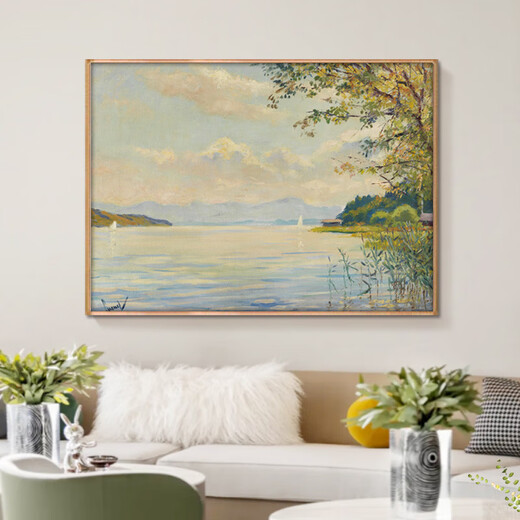 Dinger Eindruck weltberühmte Gemälde Nordisch Einfache dekorative Malerei Wohnzimmer Esszimmer Schlafzimmer Hängende Malerei Nische Kunst Landschaft Ölmalerei Landschaftsmalerei GML983 Starnberg's Spring Garden Rahmen Größe 70x100 cm