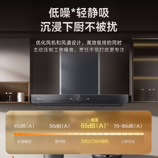 万和（Vanward）家用欧式顶吸抽油烟机 22m³大吸力 挥手智能感应 一键热清洗X739A 家电国家补贴