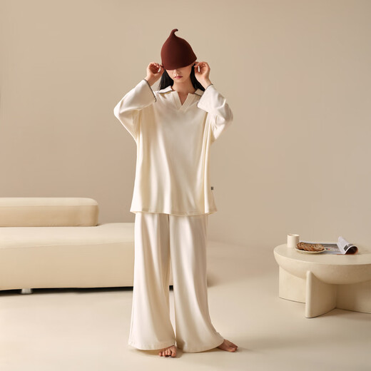 Yifen double-sided brushed couple pajamas autumn and winter 2025 new men's high-end women's long-sleeved wide-leg pants home wear men-brown coffee double-sided brushed-skin-friendly constant temperature 3XL