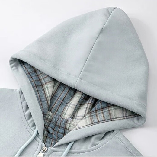 Fake two-piece hooded cardigan jacket for women autumn 2025 winter Korean style velvet loose large size student versatile sweatshirt for women light blue winter velvet (double layer fabric 400g) M recommended 95-110Jin Jin is equal to 0.5 kg