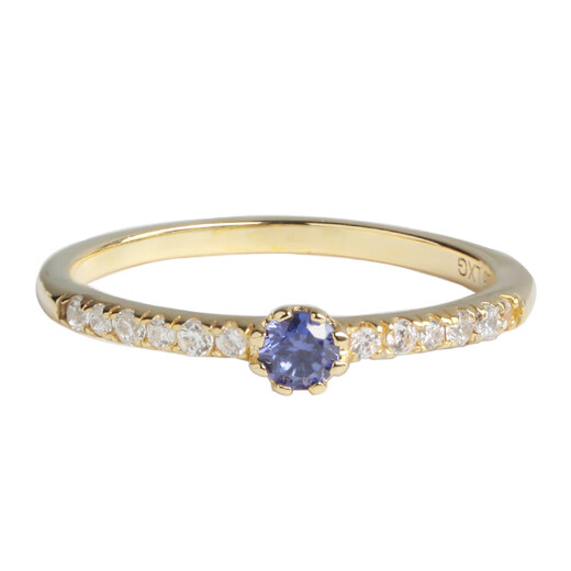 DL 1998 Fat Donglai same style tanzanite ring, retro white, blue and purple tanzanite color, micro-paved small zircons, 925 silver simple base, gold style/HK code 10#