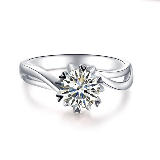 AVHE platinum diamond ring for women artificially cultivated diamond D color VVS twisted arm snowflake wedding gift for lover Chinese Valentine's Day 18K gold diamond ring-1 carat D color VVS