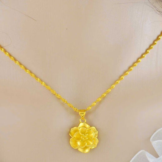 Other genuine gold stores have the same style 18K gold rose flower necklace, temperament pendant, heart-shaped fashionable mother's birthday gift, gold-plated s, blooming wealth and big flowers 2.58g