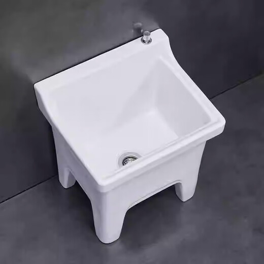 Shantou Lincun Ceramic Mop Pool Balcony Mop Pool Large Square Mop Basin Desktop Controlled Automatic Drainer Mop Pool Desktop Controlled 60cm Backrest