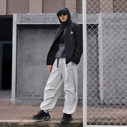 Adidas water-repellent plus velvet liner three-in-one hooded jacket for men and women in autumn and winter Adidas official light sports black XL