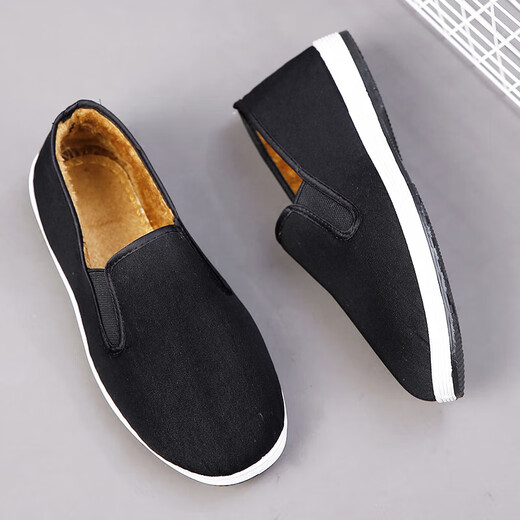 Old Beijing winter plush soft-soled comfortable slip-on white-soled cloth shoes black 41