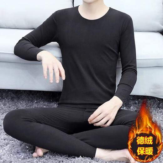 KIEXI Thermal Underwear Set Men's Autumn and Winter Constant Temperature Underwear Seamless Velvet Bottoming Shirt Autumn Clothes and Autumn Pants Men's Suit - Half Turtle Collar Light Gray XL 115-130Jin Jin equals 0.5 kg