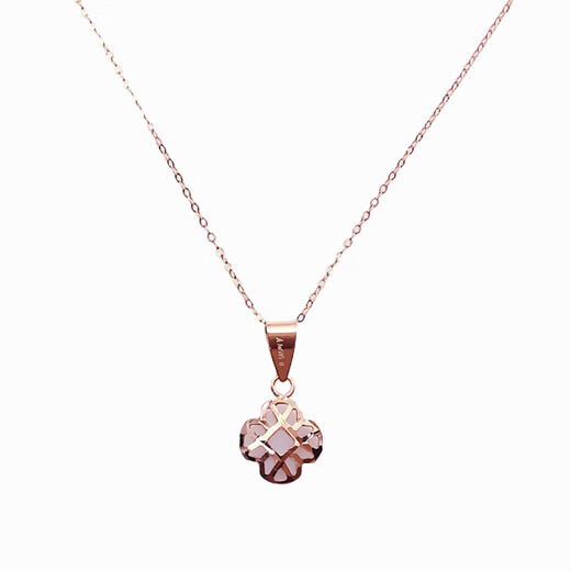 Mrs. Miling Jewelry 585 purple gold delicate hollow four-leaf clover pendant fashion simple temperament 14K rose gold necklace single pendant