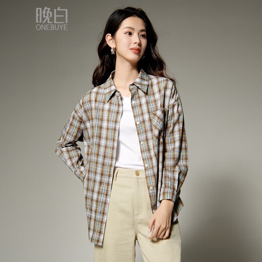 Late White New Product 2025 Autumn Lapel Fashion Top Simple Elegant Elegant Temperament Versatile Shirt Women Brown S