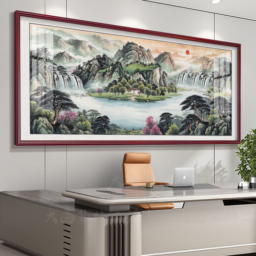 Fanshark Great Wall Hanging Paintings with Mountains but No Water Back Mountain Pictures Decorate Office Landscape Paintings Living Room Background Wall Calligraphy and Painting CT-3884 Back Mountain Pictures Plexiglass Finished Products + Solid Wood Frames 320*130cm