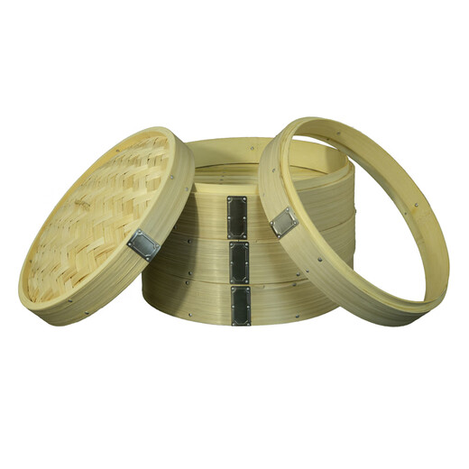 Sailotohui customized home-made solid heightened bamboo steamer, smooth and strong all-bamboo steamer thick bottom bamboo steamer drawer, outer diameter 36 cm, solid heightened thick bottom three cages and one lid with heightening ring