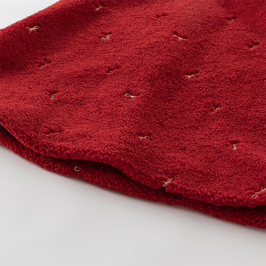 DAVE&BELLA Children's Plush Knitted Tank Top Winter New Year's Style Baby Girl Ant Velvet Dress Girls' Skirt Red Ready Stock 100 cm (recommended height 90-100cm)