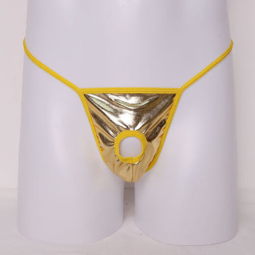 Men's underwear, sexy thong with JJ penis exposed in the middle, free of charge for gay men, gold, 1 piece, one size fits all, 160Jin, Jin is equal to 0.5kg, within