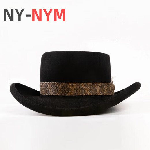 NY-NYM Four Seasons Men's Hat Sheep Felt Hat Concave Top Solid Color Sheep Felt Gentleman Hat Ribbon Decoration Wool Felt Jazz Hat Black 58cm