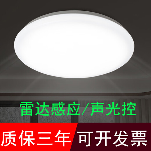 Micro-radar induction ceiling light, stair light, sound control light, corridor all-white corridor light, human body induction light, LED aisle light, 20 cm 12W sound and light control, integrated driver