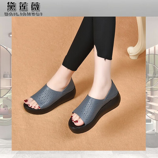 Dailianweist echtes Lederschwamm Sandalen für Frauen im Frühling und Sommer 2025 Neuer Stil Ferse Dicke alleinige Zwei-Wear-Fischschuhe weiße Kaufweißschuhe für Frauen schwarz 35 225 mm