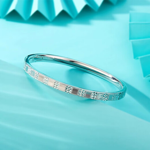 Yuan Shengfu's new PT950 fashionable checkered platinum bracelet, genuine and versatile platinum bracelet, concubine bracelet, 12.20g/inner diameter 58mm