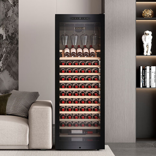 Vinocave wine cabinet, humidity cabinet, refrigerator, compressor, ice bar, refrigerated storage, home office display cabinet, beverage ultra-thin, slim series - single temperature - 266A - 90 bottles