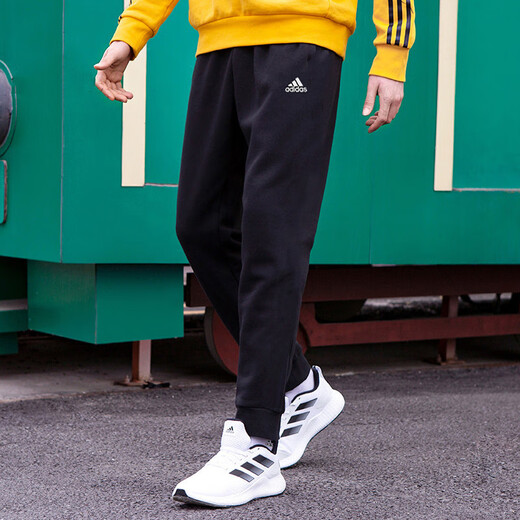 阿迪达斯 （adidas）裤子男裤 2025夏季新款运动裤户外透气休闲跑步健身训练针织长裤 GK9226/棉质针织/弹力裤口 M