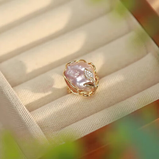 DL 1998 large pearl ring natural shaped baroque purple female niche design fashionable personality unique pearl ring opening adjustable