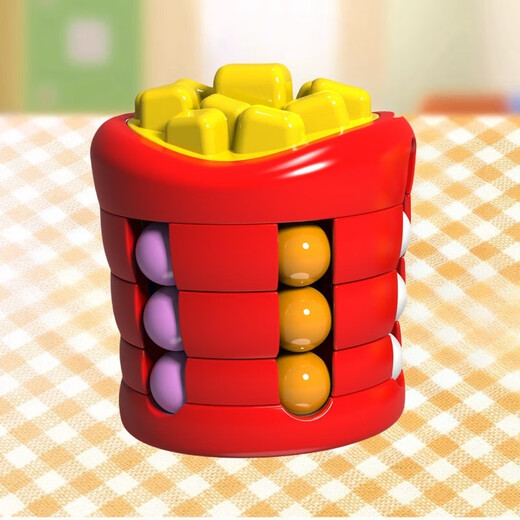 Weilida Rubik's Cube Children de 1 a 3 años de edad francesa Niños de papas fritas Rubik's Cube Fingertip Spindle Toy Magic Bean Focus Hamburger Finger Gyro Cube 6 cuentas de color [Modelo de bebidas puede modelar]