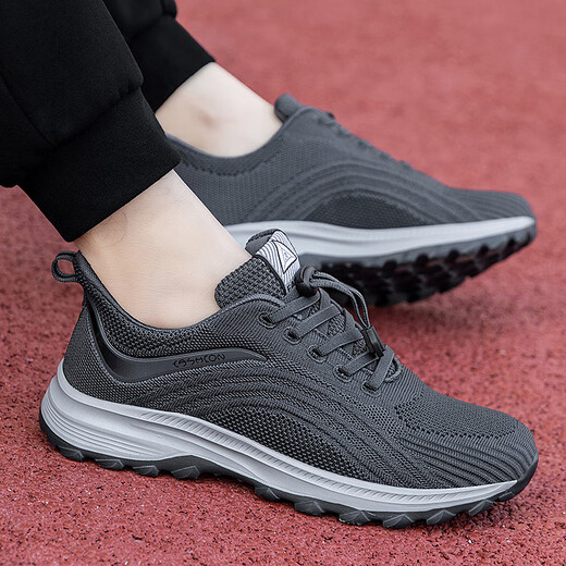 Zulijian extra large size men's shoes lightweight 45 wide fat feet 46 plus fat plus size sports middle-aged and elderly dad shoes spring and autumn same style 723 men's black spring and autumn double net shock absorption comfortable 47