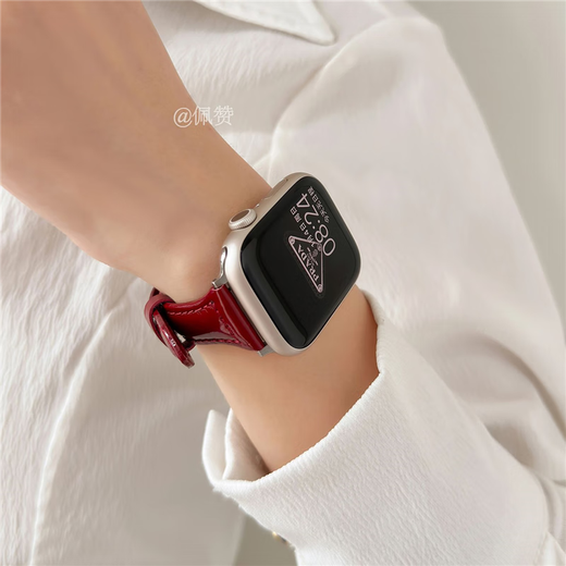 Xingying Wine Red Small Taist S10 Huaqiangbei S9 STRAP ULTRA2 mince en cuir authentique adapté à Iwatchs8 / S9 Apple en cuir fin milk Couleur Apple Iwatch Nouveau S841mm