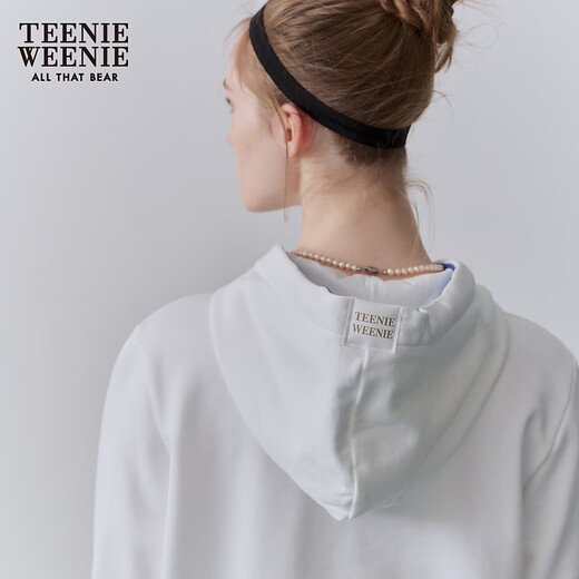 Teenie Weenie小熊女装春季学院风简约休闲风时尚修身连帽卫衣上衣 白色 S (160)
