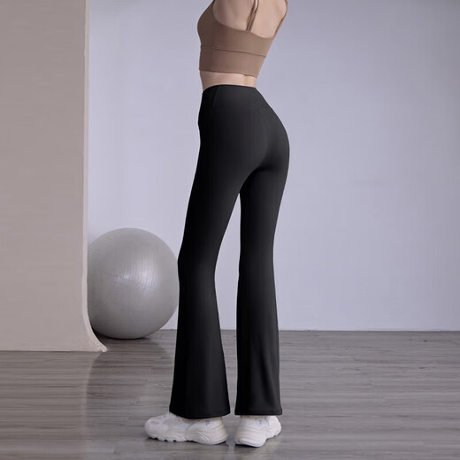 LULUUVTTOH yoga pants for women, high-waisted micro-flared pants, butt lift, Pilates training, sports running fitness pants for women, black S