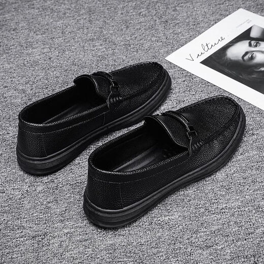 Huilijun 2025 Summer Horse-bit Hoquers Hombres versátiles zapatos casuales zapatos calzado transpirable SOMPLE SOMPLE SOTRO DE CUERO 9905 NEGRO 42