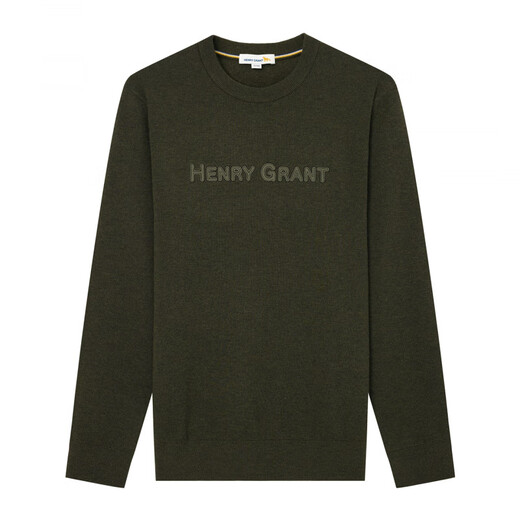 HENRY GRANT Henry Grant solid color round neck bottoming sweater spring short bottoming shirt outdoor men's round neck sweater green coffee color (QBY243031U111) one size 46 (170/92A)