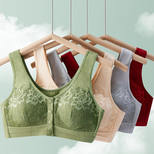 LangSha (LangSha) big red bra for middle-aged and elderly people, unbuttoned in the year of the horse, pure cotton to close the secondary breasts, zodiac year, Qiji red, beautiful back mother's bra