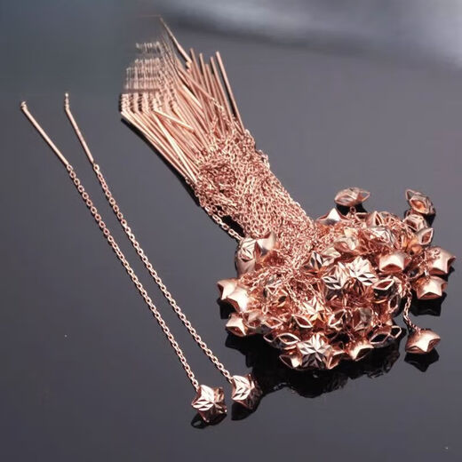 DL 1998 Fat Donglai same ear wire color gold 18k gold gold unicorn jewelry Russian 585 purple gold women's model rose gold 14 long pair
